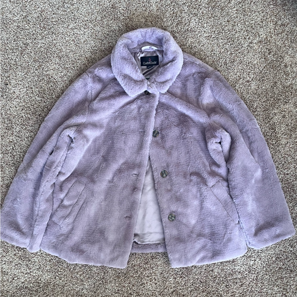 Cuddl Duds Lavender‎ Berry Faux Fur Plush Shacket